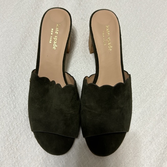 Kate Spade Warren Green Suede Scalloped Mules-Sz 8 NWOT - Picture 2 of 7
